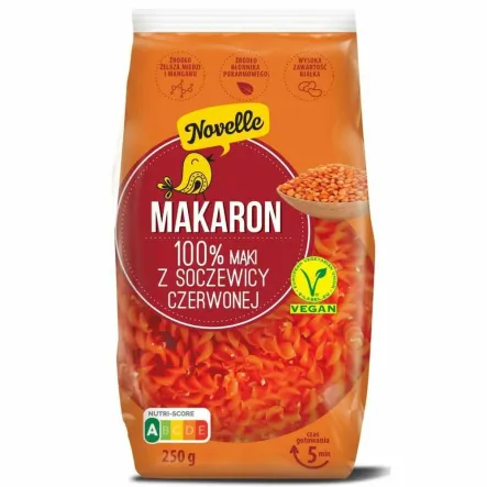 Makaron z Soczewicy Czerwonej Świderki 250 g - Novelle