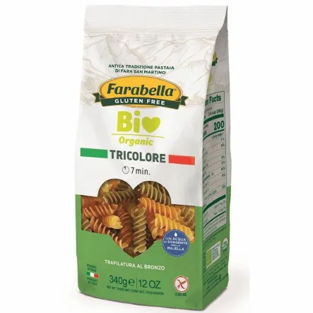 Makaron Kukurydziano - Ryżowy Trójkolorowy Świderki Bezglutenowy Bio 340 g - Farabella