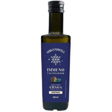 IMMUNO ELIXIR Zimowy z Chagą, Jabłkiem, Borówką, Imbirem, Ziołami i Przyprawami 250 ml - Shroomwell