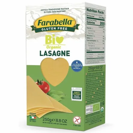 Makaron Kukurydziano - Ryżowy Lasagne Bezglutenowy Bio 250 g - Farabella