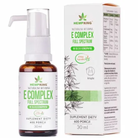 Witamina E Complex w Bio Oleju Konopnym Bezglutenowa 30 ml - Hempking