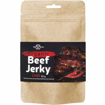 Suszona Wołowina z Chili Bio 50 g - SirLoin - Przecena Krótka Data Minimalnej Trwałości
