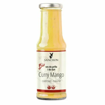 Sos do Grilla i Dań CURRY MANGO Owocowo - Pikantny Bio 210 ml - Sanchon