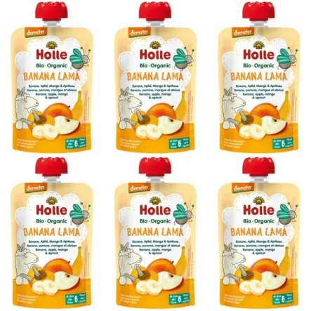 6 x Mus Owocowy Bananowa Lama (Banan Jabłko Mango Morela) Bio Demeter 100 g - Holle