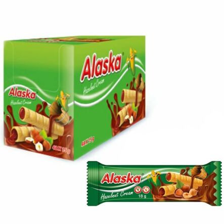 48 x Rurki Kukurydziane Nadziewane Kremem o Smaku Orzechowym Bezglutenowe 18 g - Alaska