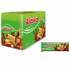 48 x Rurki Kukurydziane Nadziewane Kremem o Smaku Orzechowym Bezglutenowe 18 g - Alaska