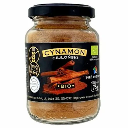 Cynamon Cejloński Bezglutenowy BIO w Słoiczku 75 g - Pięć Przemian