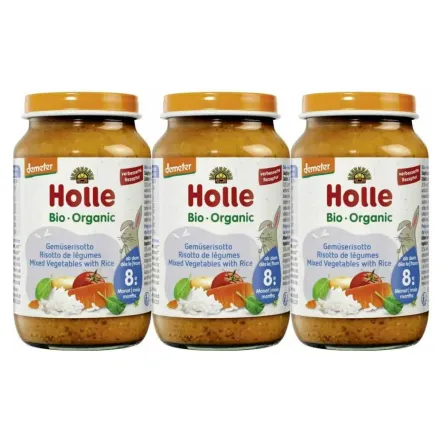 3 x Danie Dla Niemowląt Warzywa z Ryżem (Risotto) Bio Demeter 220 g - Holle