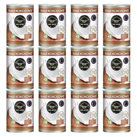 12 x Białe Kokosowe Mleczko 5-7% Tłuszczu 400 ml - Mr. Ming