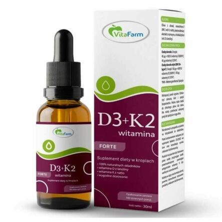Witamina D3+ K2MK7 Forte Krople 30 ml - Vitafarm