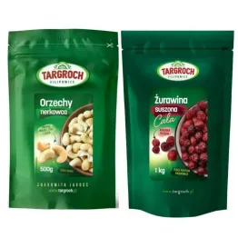 Orzechy Nerkowca 500 g - Targroch  + Żurawina Suszona Cała 1 kg - Targroch