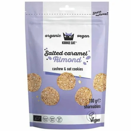 Ciasteczka Owsiane z Migdałami i Solonym Karmelem 100 g - Kookie Cat