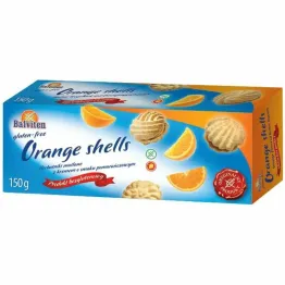 Herbatniki Maślane z Kremem o Smaku Pomarańczowym Orange Shells Bezglutenowe 150 g - Balviten