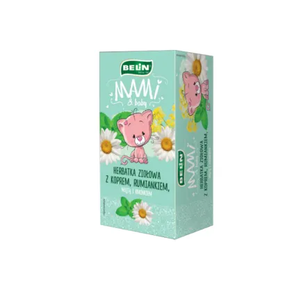Herbatka dla Dzieci Ziołowa z Koprem, Rumiankiem, Miętą i Kminkiem 20 x 2 g Belin