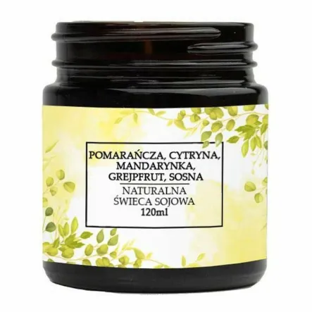 Naturalna Świeca Sojowa - Pomarańcza, Cytryna, Mandarynka, Grejpfrut, Sosna 120 ml - Vitafarm