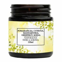 Naturalna Świeca Sojowa - Pomarańcza, Cytryna, Mandarynka, Grejpfrut, Sosna 120 ml - Vitafarm