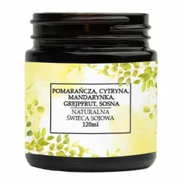 Naturalna Świeca Sojowa - Pomarańcza, Cytryna, Mandarynka, Grejpfrut, Sosna 120 ml - Vitafarm