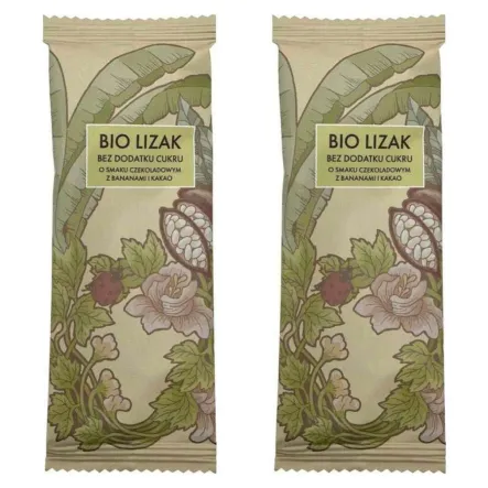2 x Lizak o Smaku Czekoladowym z Bananem i Kakao z Erytrytolem Bio 6 g - Lizuu