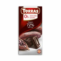 Czekolada Gorzka 72% z Kakao Bez Dodatku Cukru 75 g - Torras