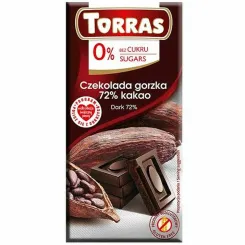 Czekolada Gorzka 72% z Kakao Bez Dodatku Cukru 75 g - Torras