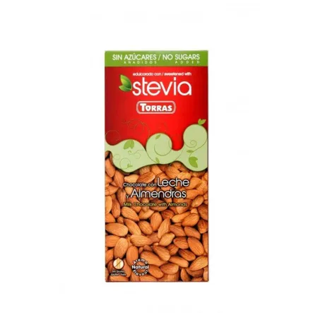 Czekolada Mleczna Z Migdałami Słodzona Glikozydami Stewiolowymi 125g-Torras