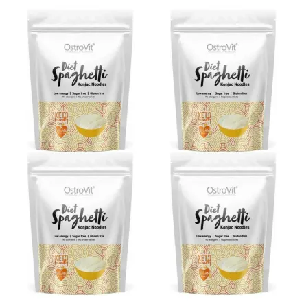 4 x Makaron Konjac Diet Spaghetti Konjac Noodles Keto Friendly 400 g (250 g) - OstroVit