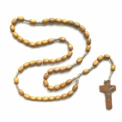 Różaniec Drewniany Duży Jasny Brąz Owal
