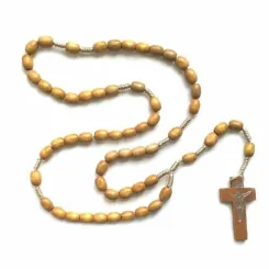 Różaniec Drewniany Duży Jasny Brąz Owal