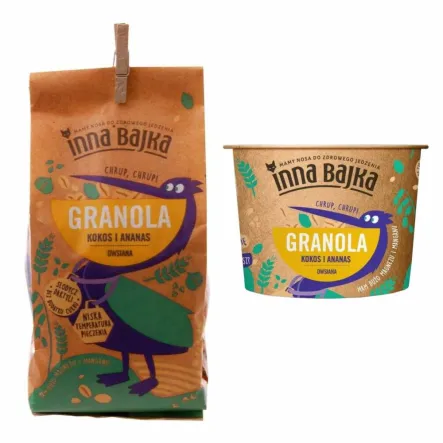 Granola Owsiana z Kokosem i Ananasem 300 g - Inna Bajka  + Granola Kokos i Ananas 65 g - Inna Bajka