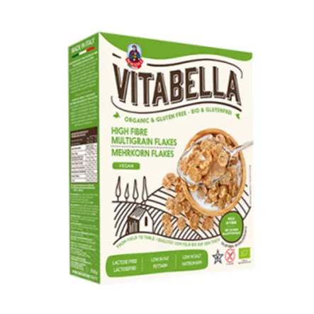 Płatki Wielozbożowe z Wysoką Zawartością Błonnika Bezglutenowe Bio 300g Vitabella