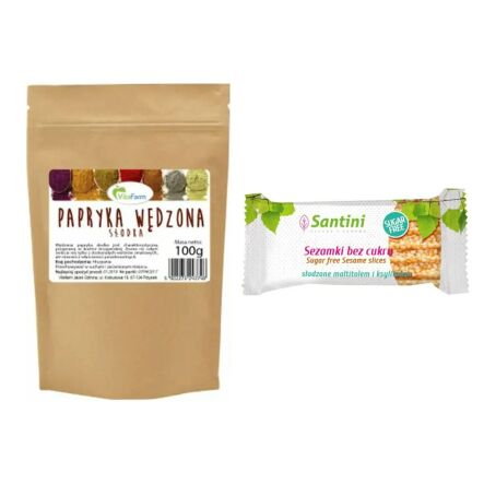 Papryka Wędzona Słodka 100 g Vitafarm + Sezamki Bez Dodatku Cukru z Ksylitolem i Maltitolem 27 g - Santini