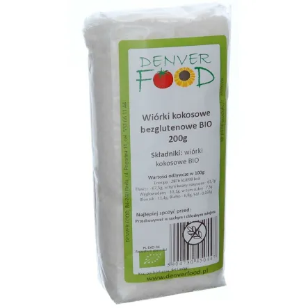 Wiórki Kokosowe Bezglutenowe Bio 200 g - Denver