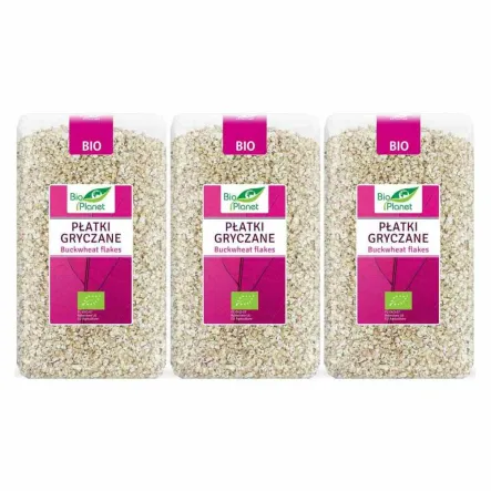 Zestaw 3 x Płatki Gryczane Bio 600 g - Bio Planet 