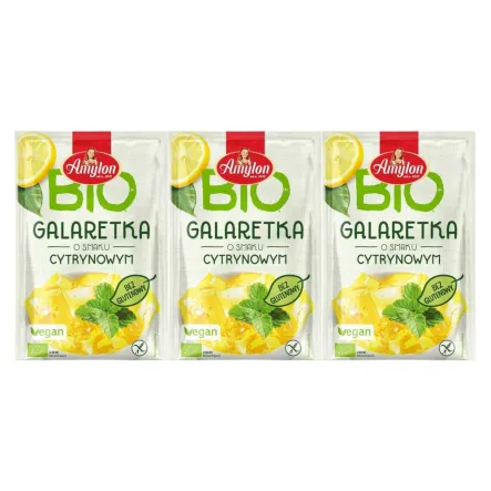 3 x Galaretka o Smaku Cytrynowym z Agarem Bezglutenowa Bio 40 g - Amylon