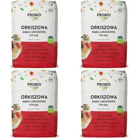 4 x Mąka Orkiszowa Typ 550 Luksusowa Bio 1 kg - Probio