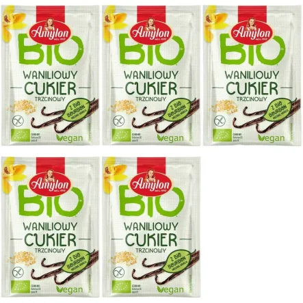 Zestaw 5 x Cukier Waniliowy Trzcinowy Bio 20 g - Amylon