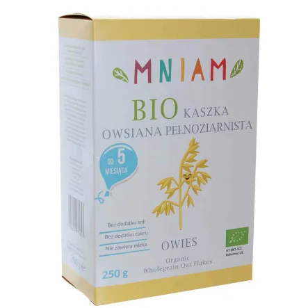 Kaszka Owsiana Bio Pełnoziarnista od 5 mc  Bezmleczna 250g Mniam 