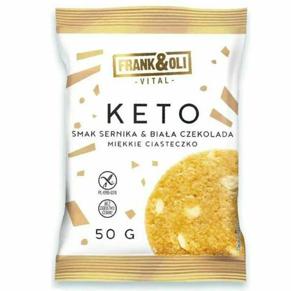 Miękkie KETO Ciasteczko Sernik z Białą Czekoladą Bez Dodatku Cukru 50 g - Frank&Oli