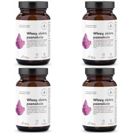 4x  Kolagen Rybi NatiCol (Włosy, Skóra, Paznokcie) 60 Kapsułek - Aura Herbals