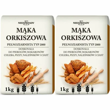 Zestaw 2 x Mąka Orkiszowa Pełnoziarnista Typ 2000 1 kg - Młyn Niedźwiady