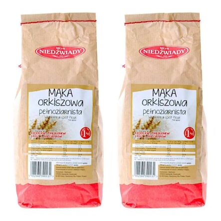 Zestaw 2 x Mąka Orkiszowa Pełnoziarnista Typ 2000 1 kg Młyn Niedźwiady