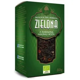 Herbata Zielona Żurawina Malina Róża Liściasta Bio 80 g Dary Natury