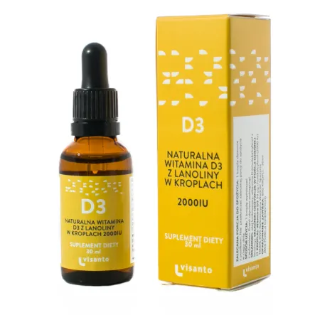 D3 2000 IU Krople Naturalna Witamina z Lanoliny 30 ml Visanto