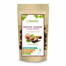 Orzechy Laskowe w Ciemnej Czekoladzie z Cynamonem słodzone Ksylitolem bez dodatku cukru 80 g - Santini