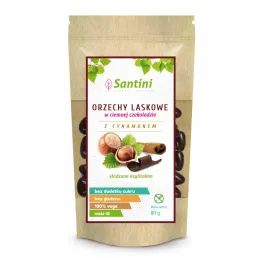 Orzechy Laskowe w Ciemnej Czekoladzie z Cynamonem słodzone Ksylitolem bez dodatku cukru 80 g - Santini