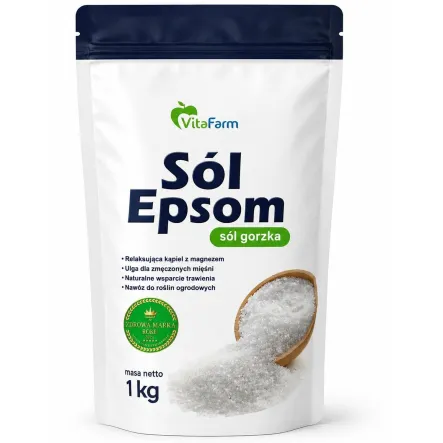 Sól Epsom- Siarczan Magnezu (Sól Gorzka) 1 kg - Vitafarm