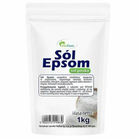 Sól Epsom - Siarczan Magnezu (Sól Gorzka) 1 kg - Vitafarm