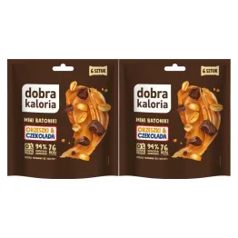 2 x Mini Batoniki Orzeszki i Czekolada Bez Dodatku Cukru 108 g (6x 18 g) - Dobra Kaloria