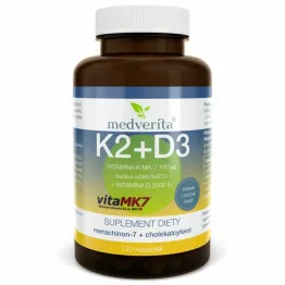 K2 MK7+ D3 2000 IU 120 Kapsułek - Medverita