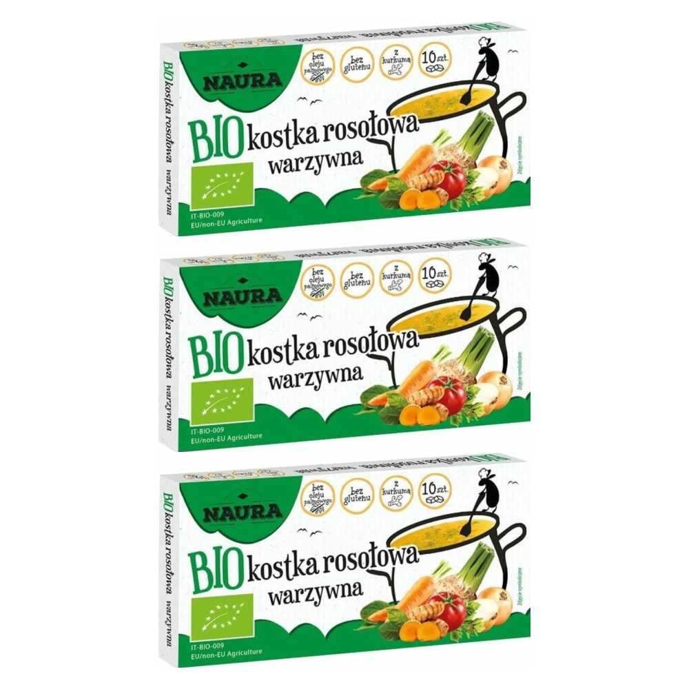 3 x Kostka Rosołowa Warzywna Bio 100 g - Naura